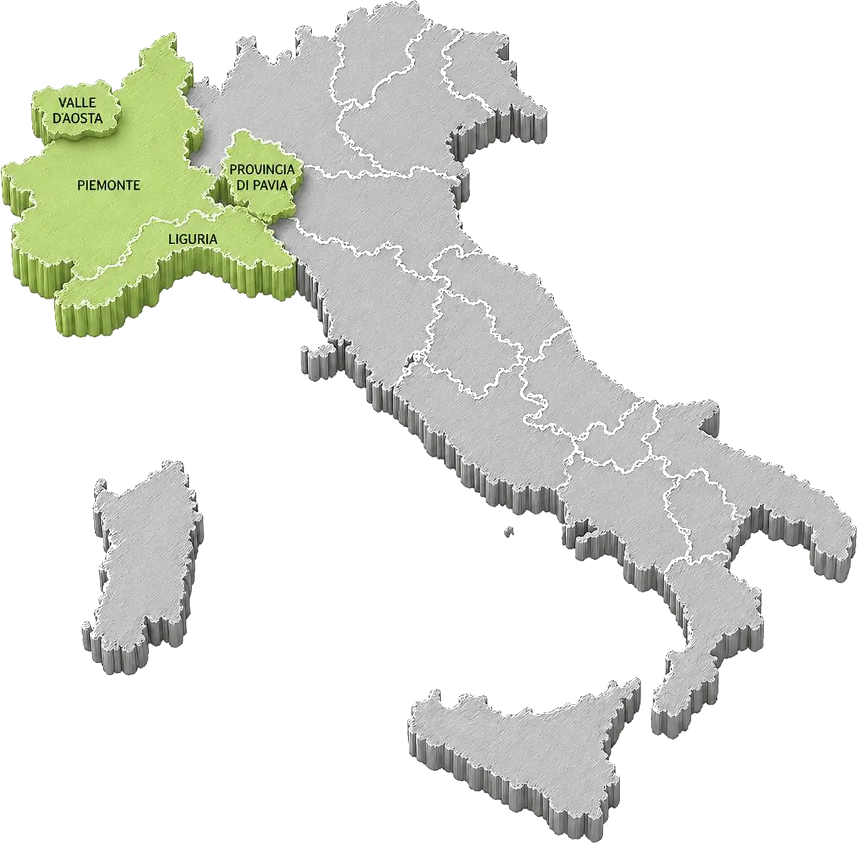 Mappa dell'area di competenza di Roberto Clemente in Piemonte, che include Vercelli, Novara, Biella e Alessandria.